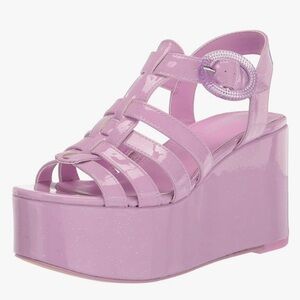 Circus NY Women's Golda Platform Wedge Sandals Pink Patent Sparkly ✨